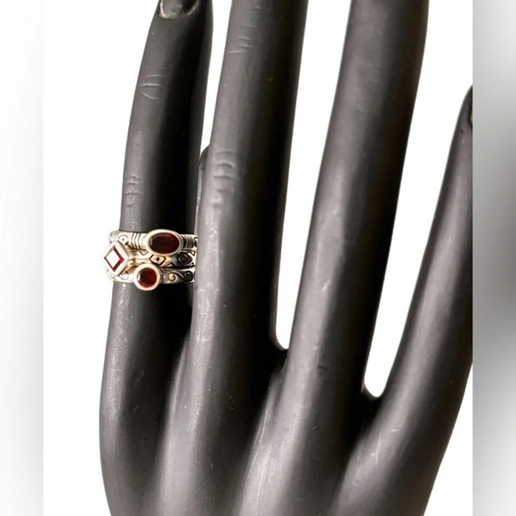 Brighton Sterling Silver and Garnet Stackable 3 rings Sterling SilverSize 6 - Picture 3 of 8